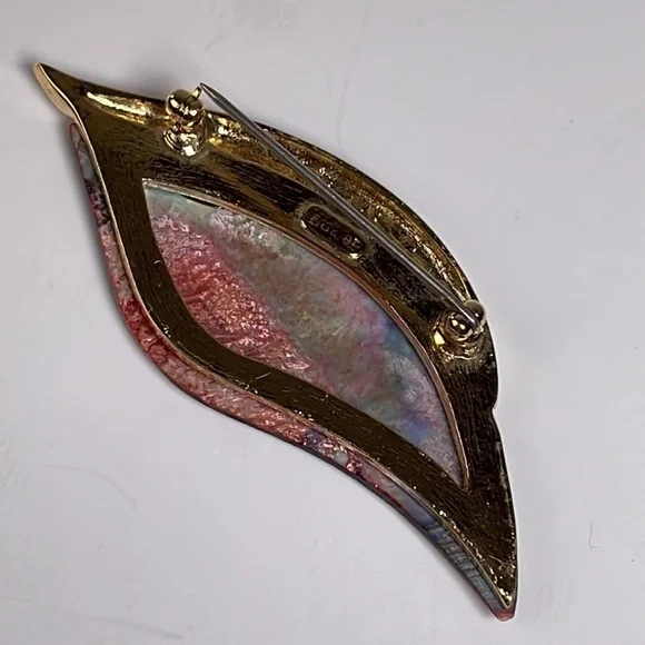 Vintage Butler Abalone Shell & Rhinestone Brooch Pin - Picture 7 of 10